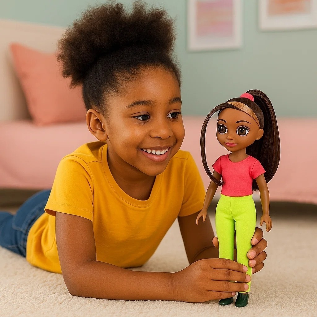 Boneca Negra com Acessórios Pente Espelho Cabelo Brinquedo Menina Presente Achadinhos