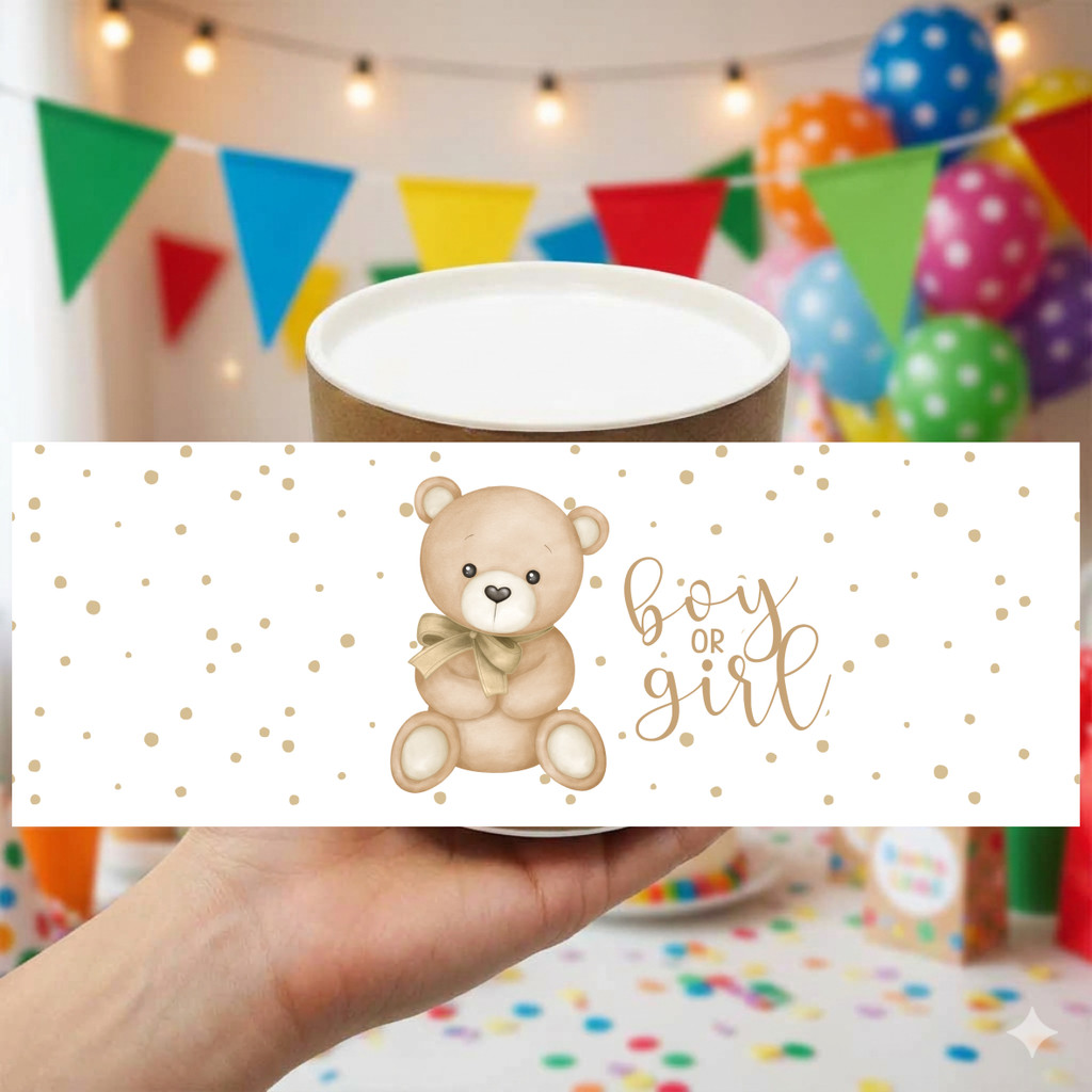 Rótulo Adesivo Tubolata 5x6 /7x6 Personalizado *URSINHO CHA REVELAÇÃO* Fazemos qualquer tema