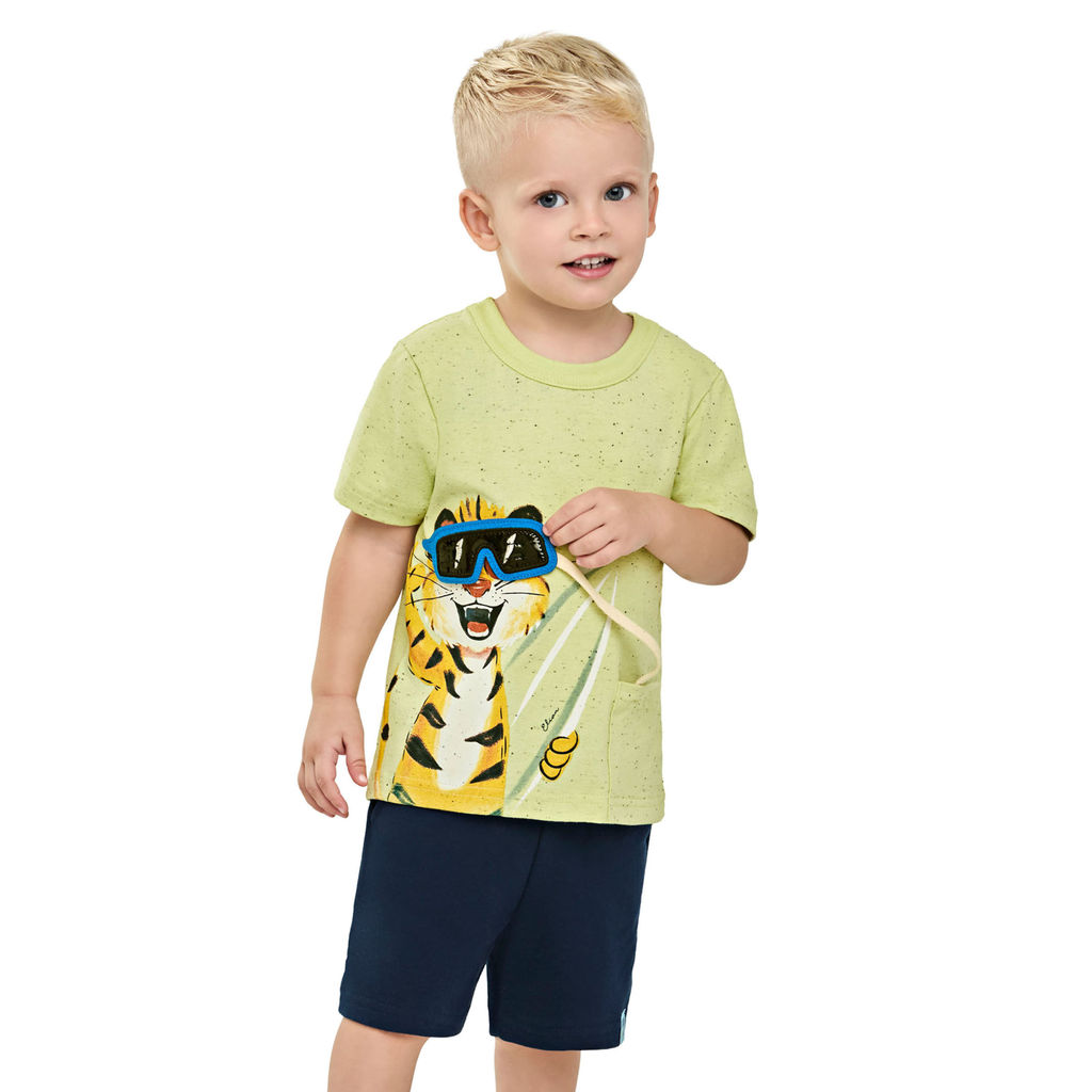 Conjunto Infantil Menino Tigre Interativo Elian Verde