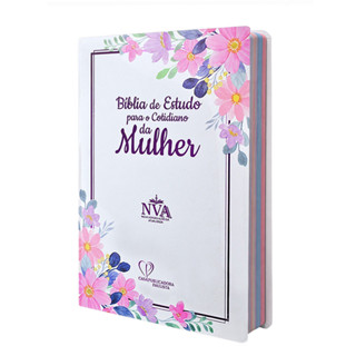 Bíblia de Estudo para o Cotidiano da Mulher | NVAA - Capa Dura - Índice por Cores - Branca em Oferta na Shopee