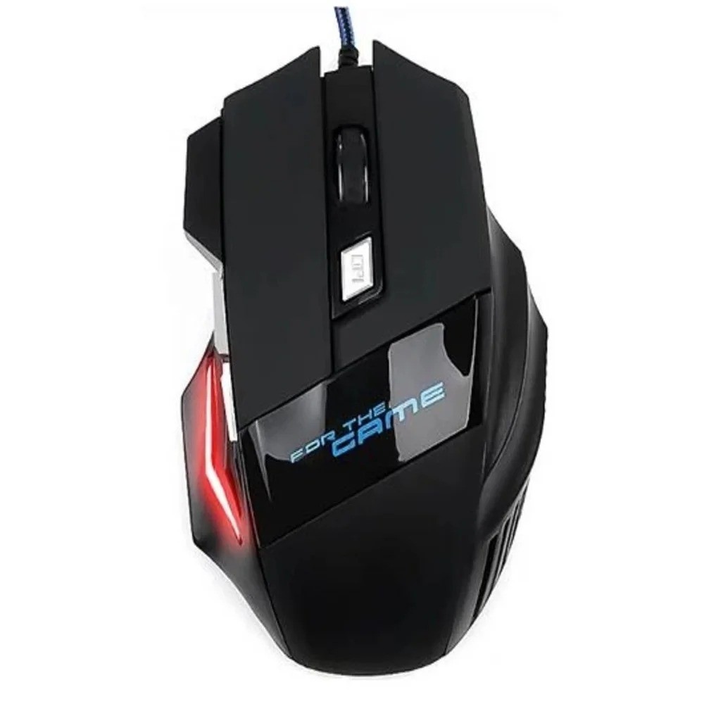 Mouse Gamer FY Black X7, LED Color, 3200 DPI, Óptico, 7 Botões, USB, Preto