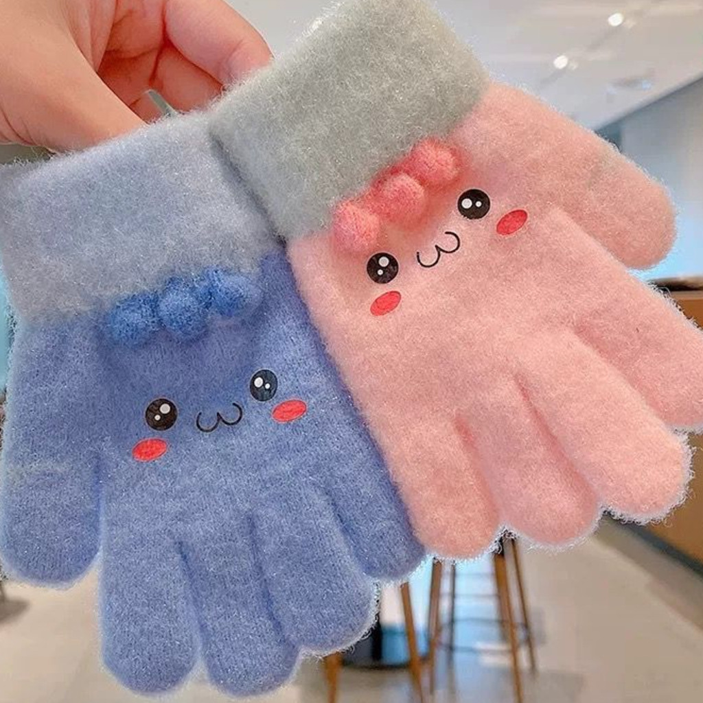 Luvas Infantil De Inverno em Lã Térmica Para Meninos e Meninas 2-6 Anos