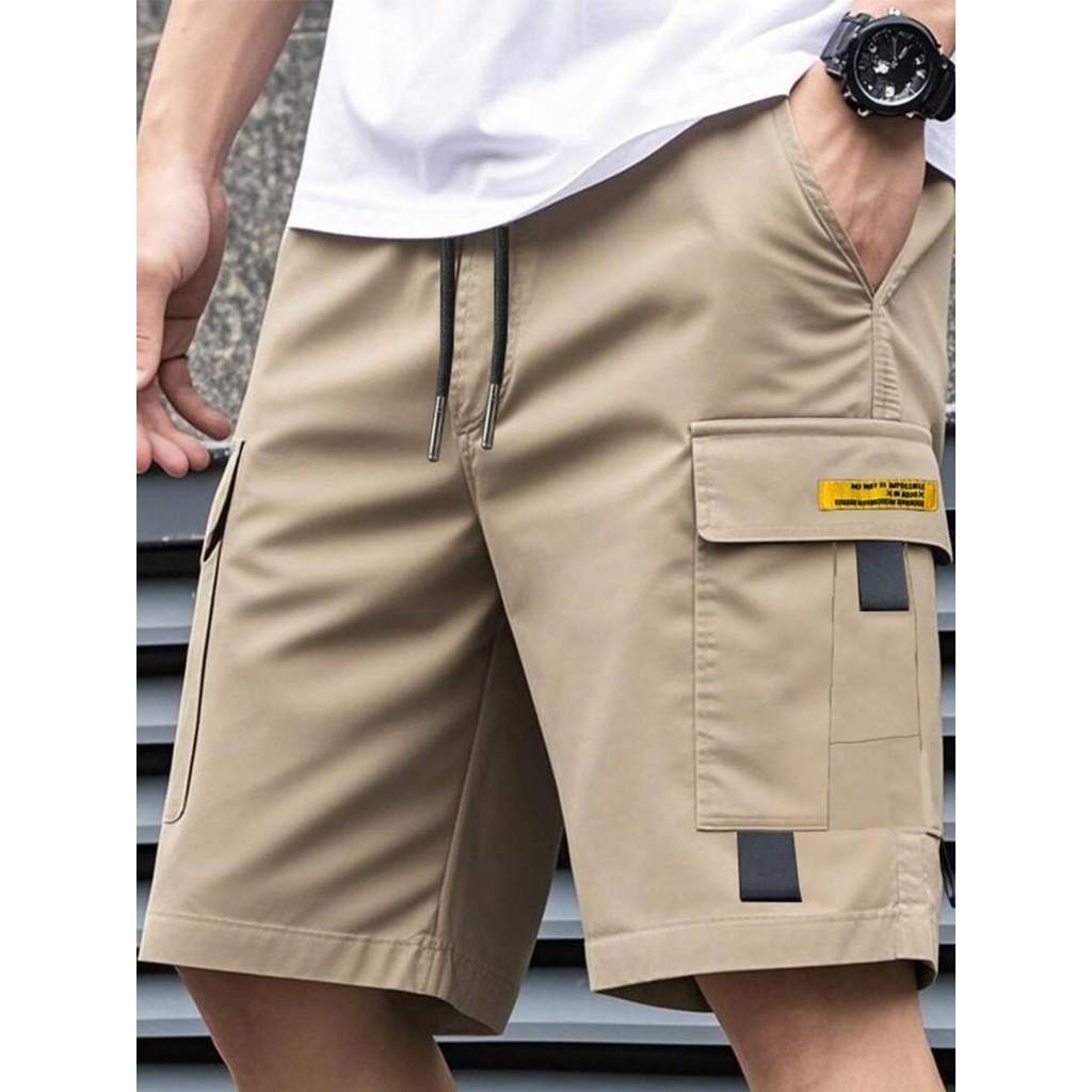 Shorts Cargo Masculina de Secagem Rápida com Múltiplos Bolsos,  Shorts Casual Larga para Primavera/Verão