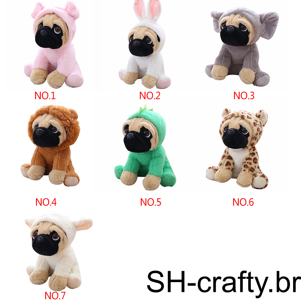 1/2 Pug Brinquedo De Pelúcia Bonito Animal Boneca Cão Cosplay Dinossauro Coelho Adorável Shadi Filhote De Cachorro Brinq