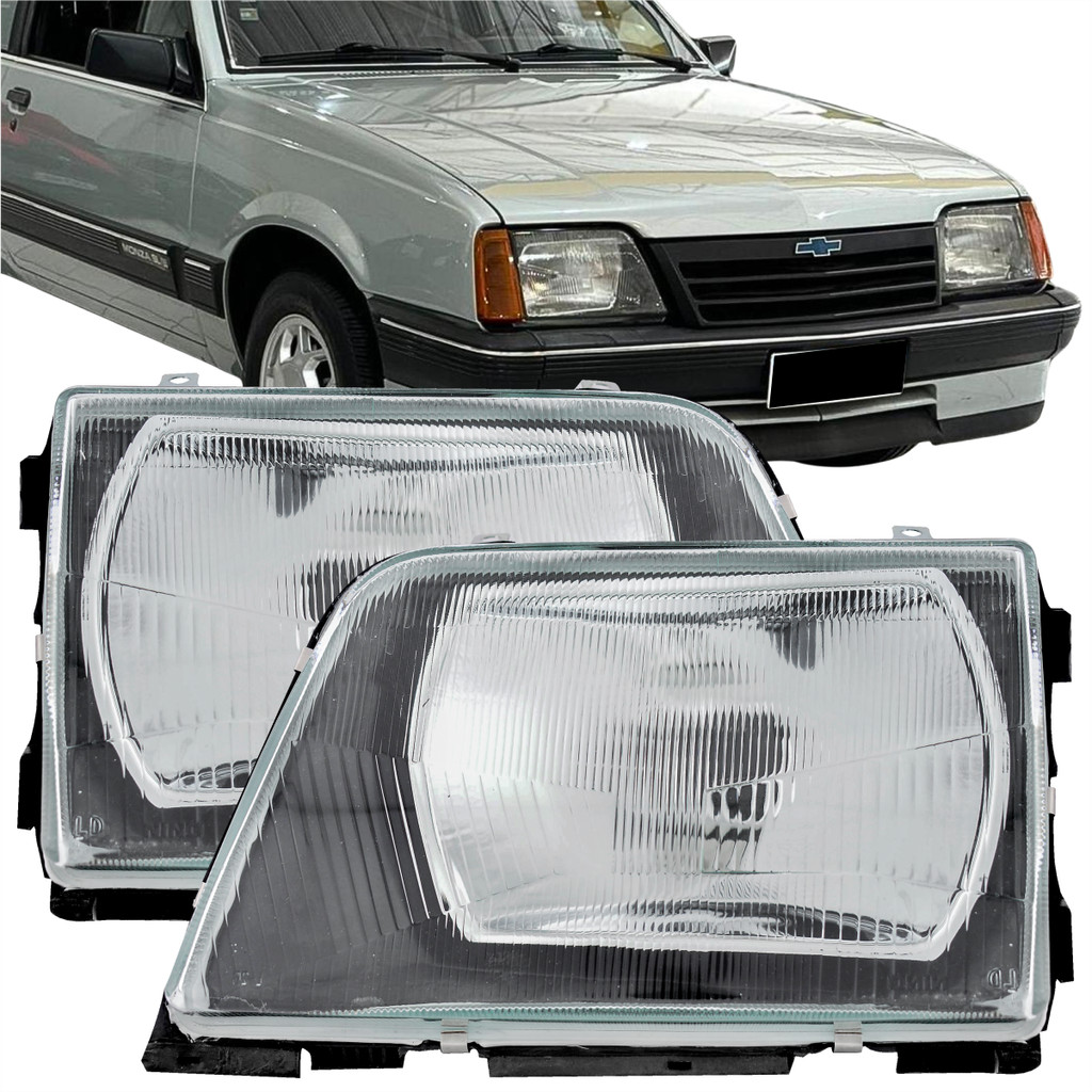 Par Farol de Monza Chevrolet Dianteiro Lente de Vidro de 1988 a 1990- Cromado em Oferta na Shopee