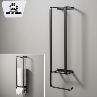 Porta Papel Higiênico de Parede Preto e Dourado Suporte Moderno Decoração Luxo Banheiro Lavabo