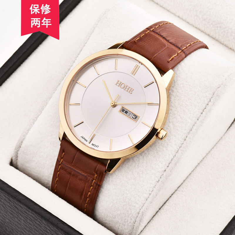 Relógio genuíno masculino à prova dwaterproof água cinto simples Retro relógio de quartzo japão movimento importado negó