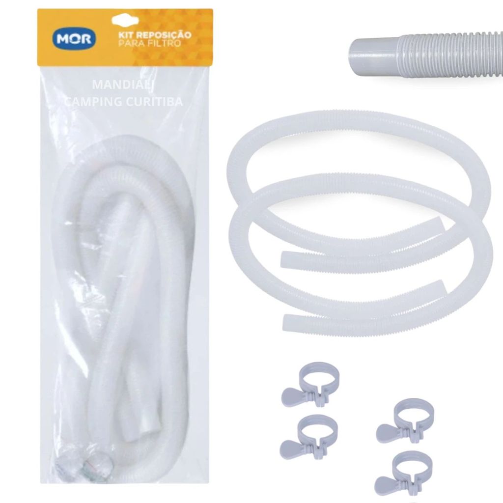Mangueira 32mm + Abraçadeira para Repor em Bomba Filtro Mor Piscina