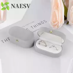 Caixa De Anel De Dedo NAESV , Mini Casamento De Veludo , Suporte De Anéis De Casal De Luxo À Prova De Poeira