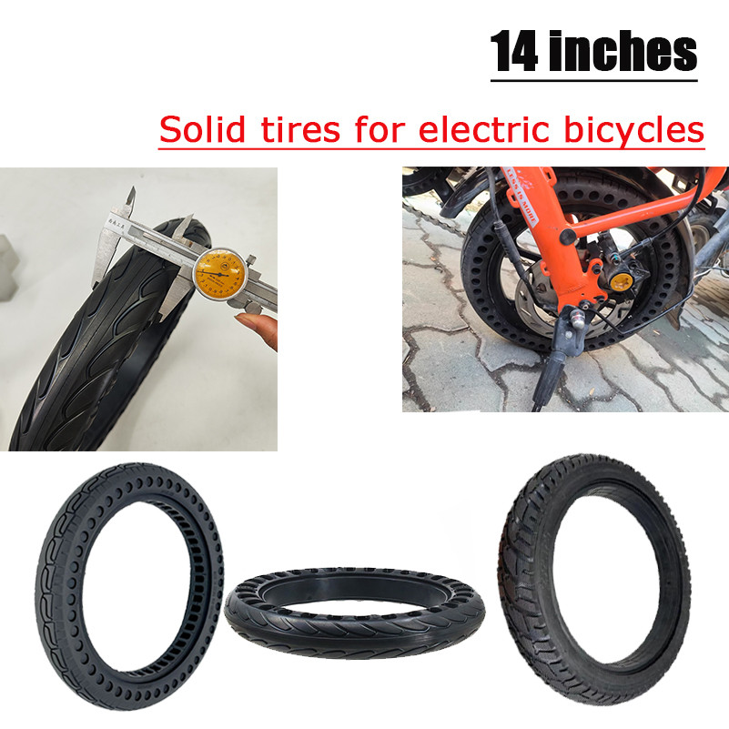 Pneu Sólido De Borracha De Alta Qualidade 14 Polegada 14x2.125 Adequado Para Bicicleta Elétrica Dobrável Acessórios De E