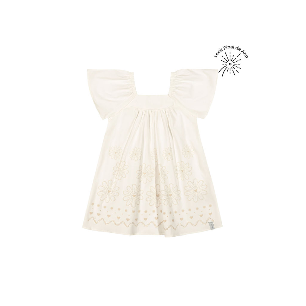 Vestido Amplo Bebê Menina Floral Elian Bege