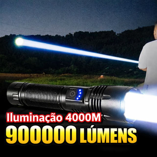 Lanterna led de luz forte, 9000000lm, portátil, recarregável, bateria embutida lanterna tática de longo alcance externas em Oferta na Shopee