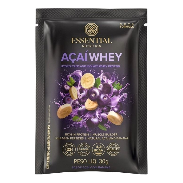 Açaí Whey Protein 1Dose 30g Isolado Essential Nutrition Açaí