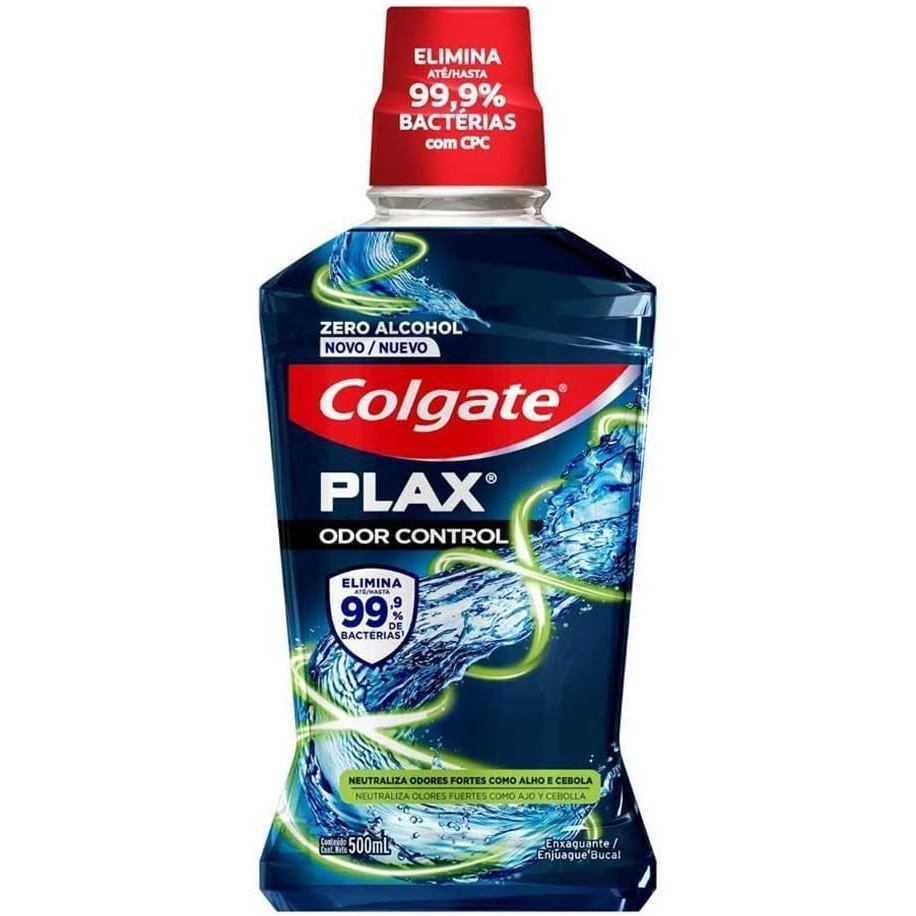 Enxaguante Bucal Colgate Plax Odor Control 500ml - Antibacteriano Sem Álcool - Combate Mau Hálito