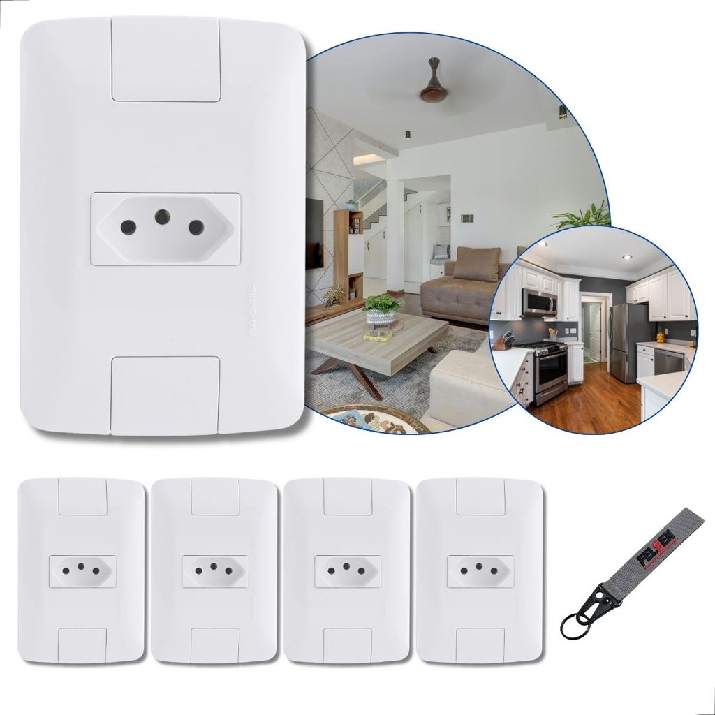 5 Tomada Simples Tramontina 10a Aria Parafuso não aparece Oculto + Brinde