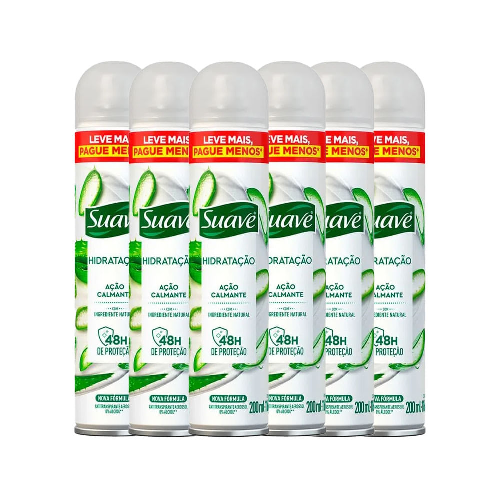 Kit Desodorante Aerosol Suave Ação Calmante 200ml - 6 Unidades em Oferta na Shopee
