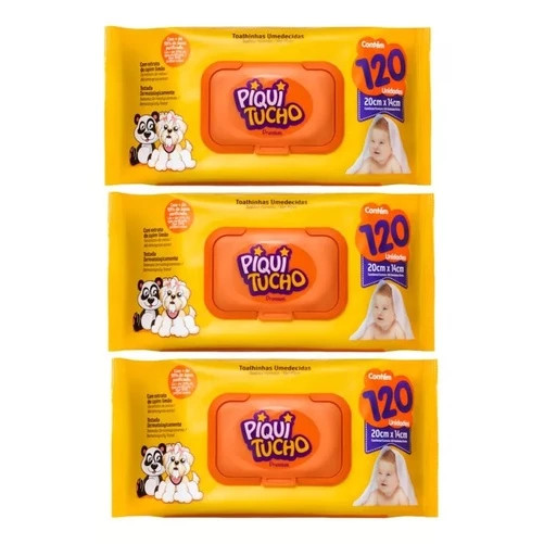 Kit C/3 Toalhas umedecidas Piquitucho Premium 120 un