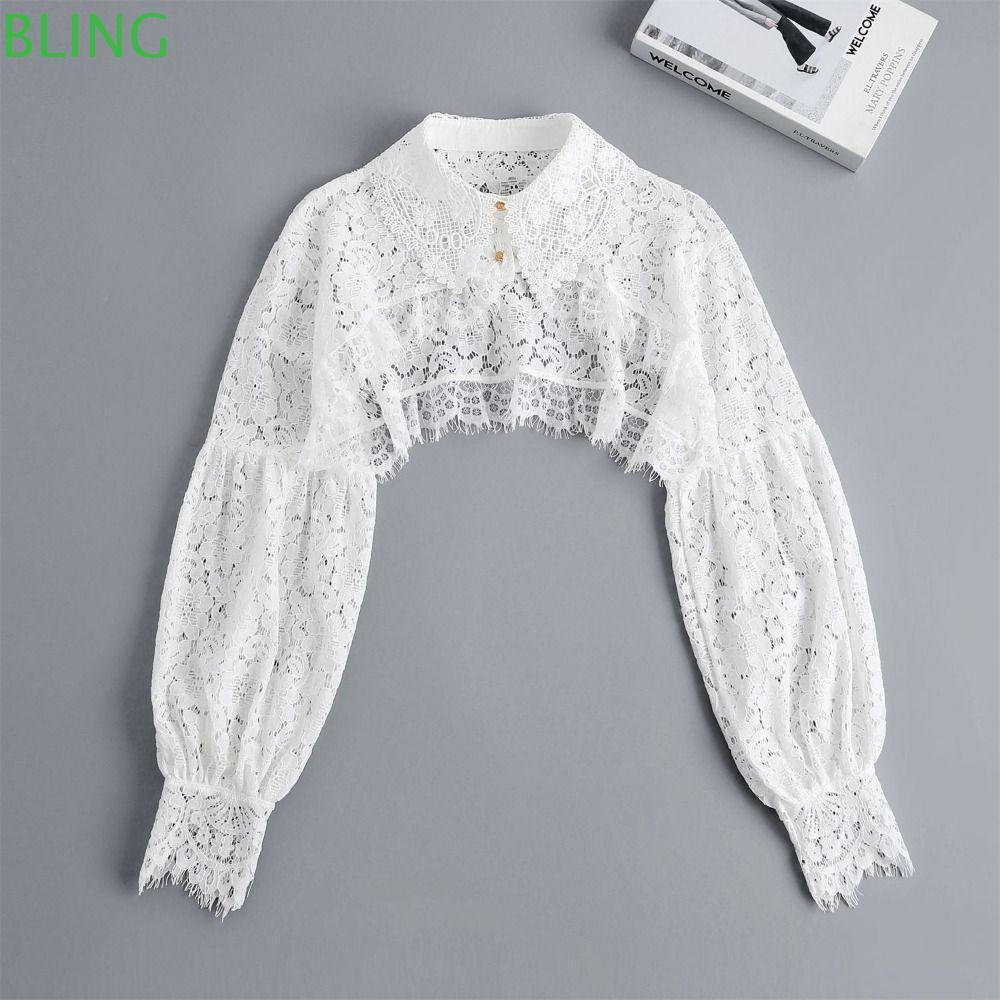 BLING Gola Falsa , Xale Protetor Solar De Chiffon De Renda , Acessórios De Roupas Florais Fofos Femininos