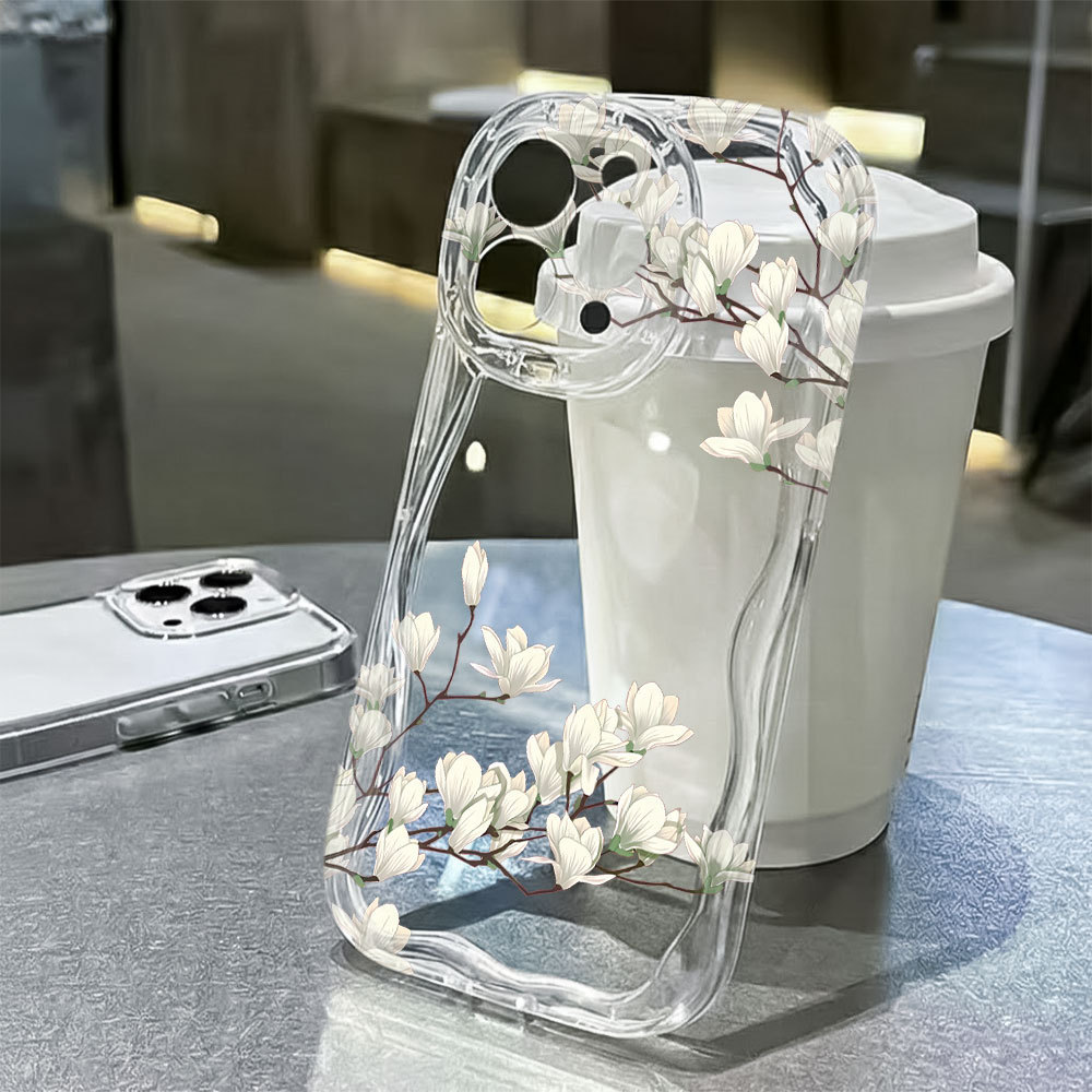 Capa De Flor Branca Capinha Para Samsung Galaxy A03 A04E A05 A06 A12 A13 A14 A15 A16 A23 Silicone Normal Transparente