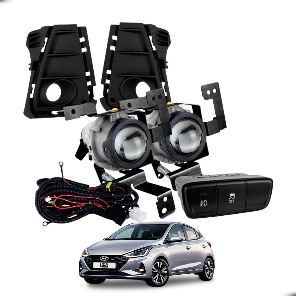 Kit Farol Auxiliar HB20 2023-2025 com Grade Original Chicote Relê e Botão Interruptor Similar Original de Alta Qualidade em Oferta na Shopee