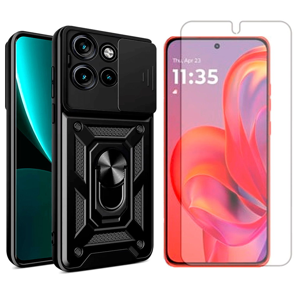 Capa Anel Para Motorola Moto Edge 60 Neo + Pelicula Hidrogel