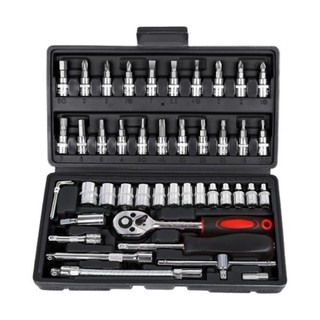 Kit 46 Peças Chave Catraca Jogo Soquetes Allen Torx Ferramentas Profissional Completo