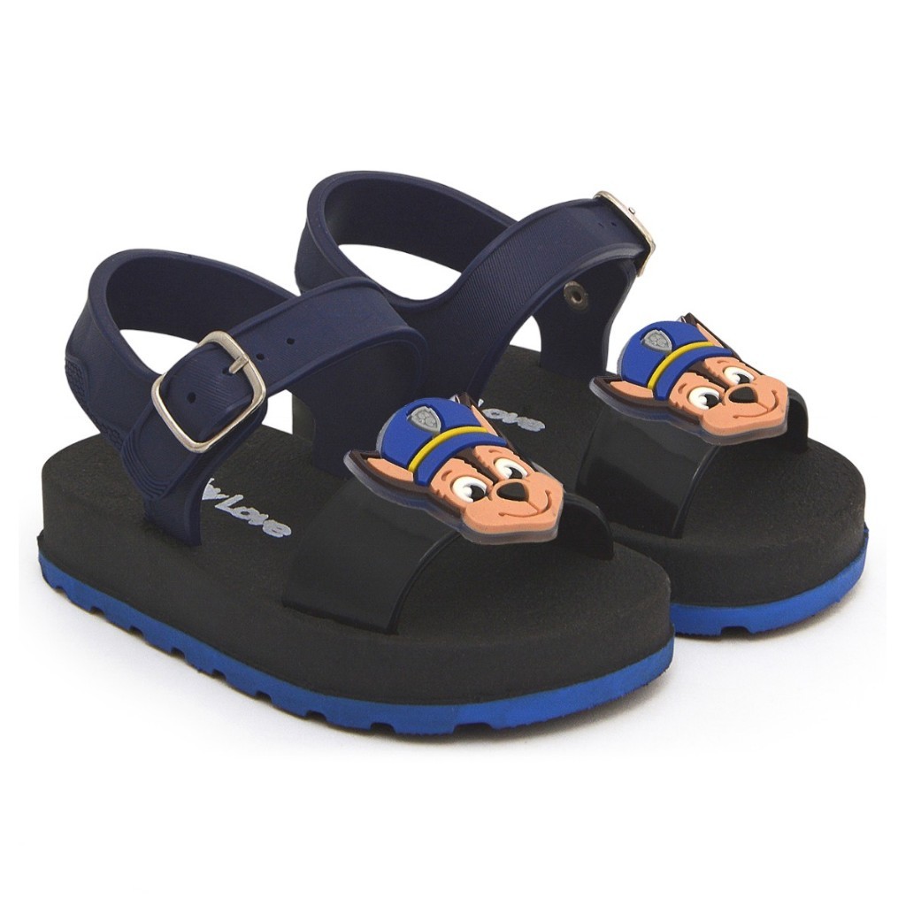 Sandália Infantil Menino Bebê Papete Conforto Com Fivela Patrulha Canina Chase