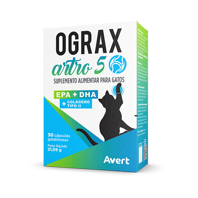 Suplemento Alimentar Ograx-5 Para Gatos 30 Caps Avert
