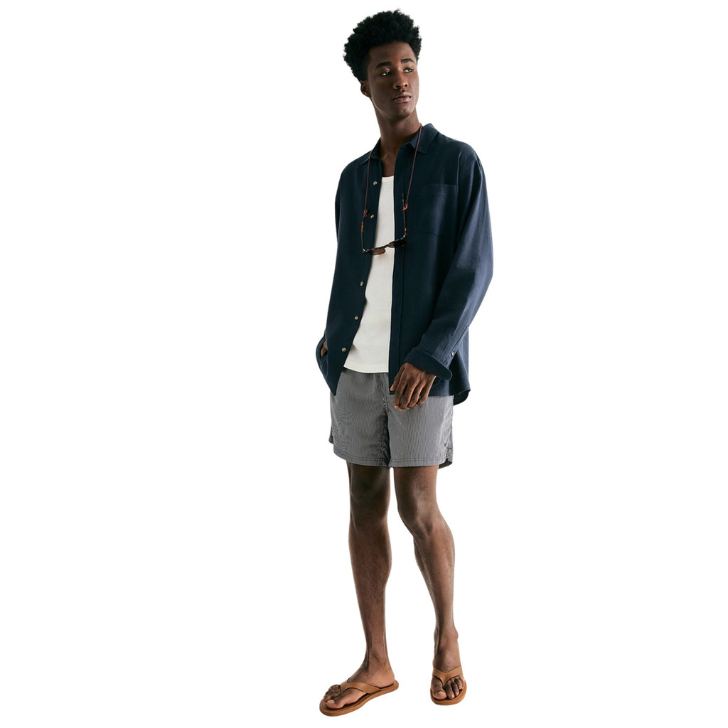 Bermuda de Banho Hering Listrada Azul