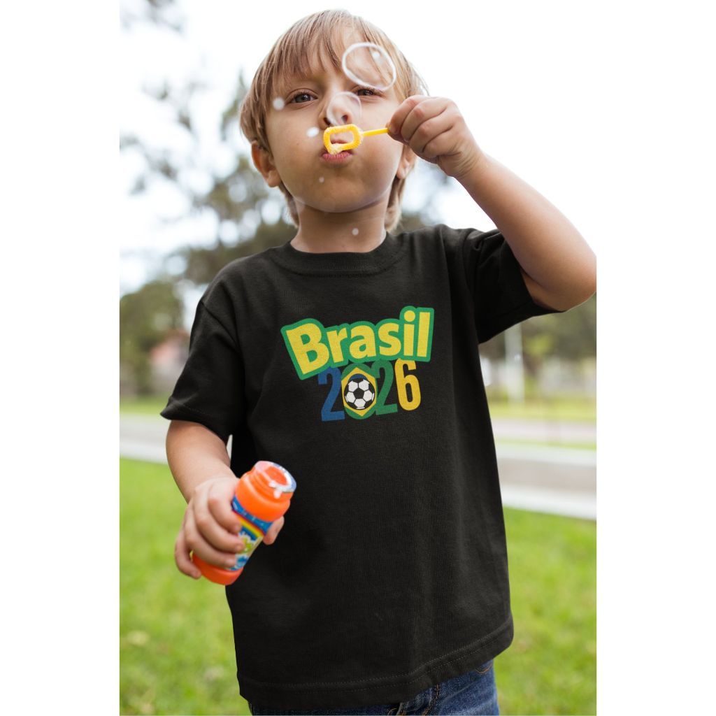 01 Camiseta Adulto e Infantil Tendência Copa do Mundo 2026 Brasil Brazil Copa Taça.
