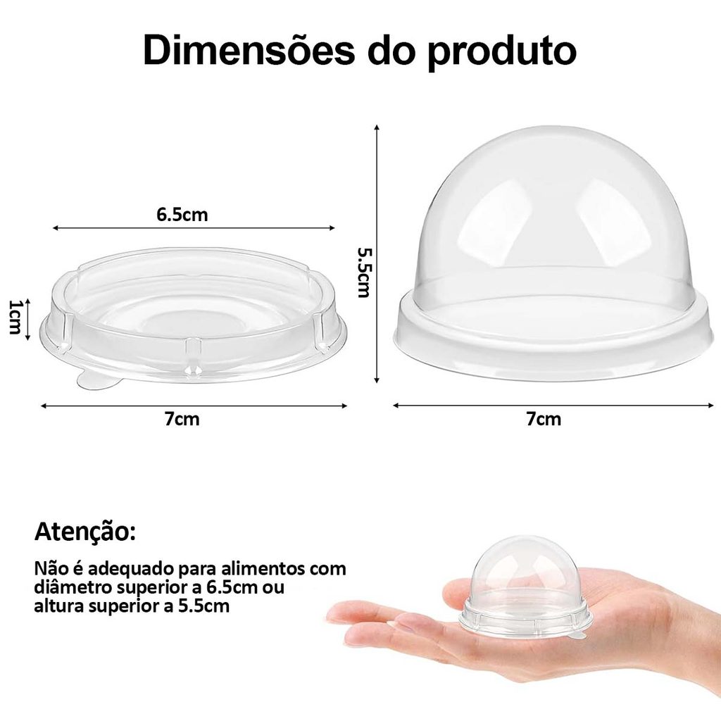 Pacote 30/60/90 Mini Caixa Plástica Transparente Redonda Tampa, para Muffins e Mooncake — imagem 2 de 2