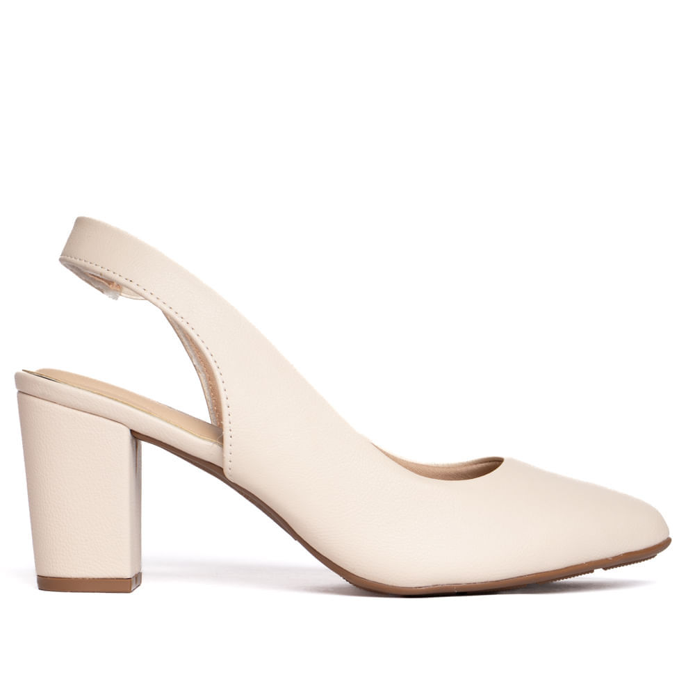 Sapato Feminino Modare Slingback Salto Bloco Creme em Oferta na Shopee