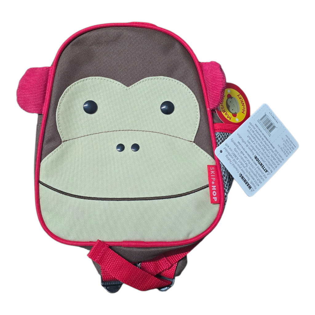 Mini Mochila Zoo Macaco Com Alça De Segurança Skip Hop Vermelho Macaco