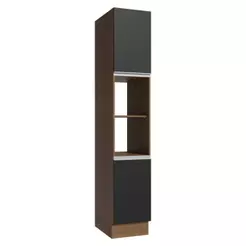 Paneleiro 40 cm 2 Portas e 2 Nichos Rustic/Preto Glamy Madesa