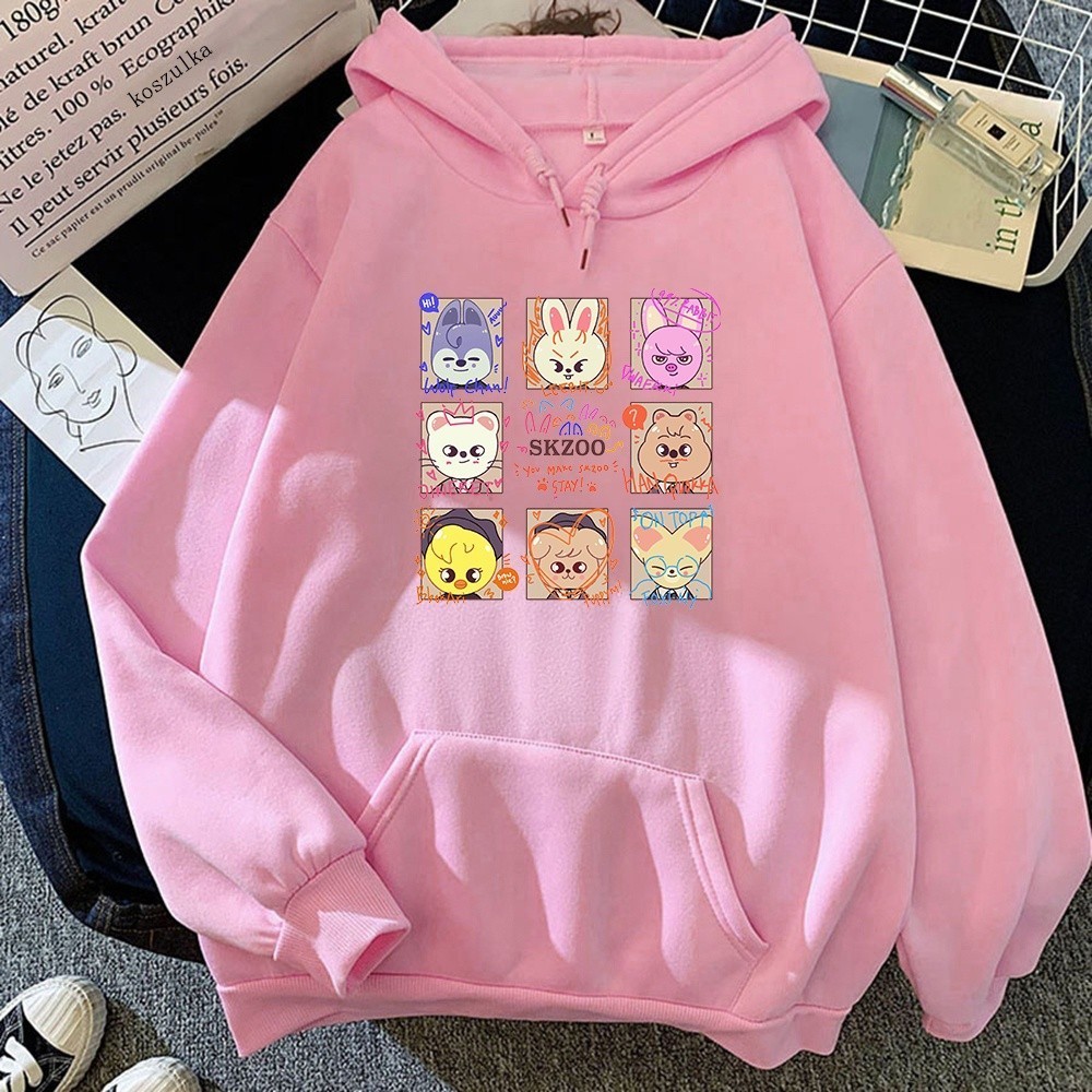 Kpop Skzoo Stray Kids Moletom Fofo K-Pop Feminino Kawaii Roupa De Inverno Moletons Pulôver Gráfico