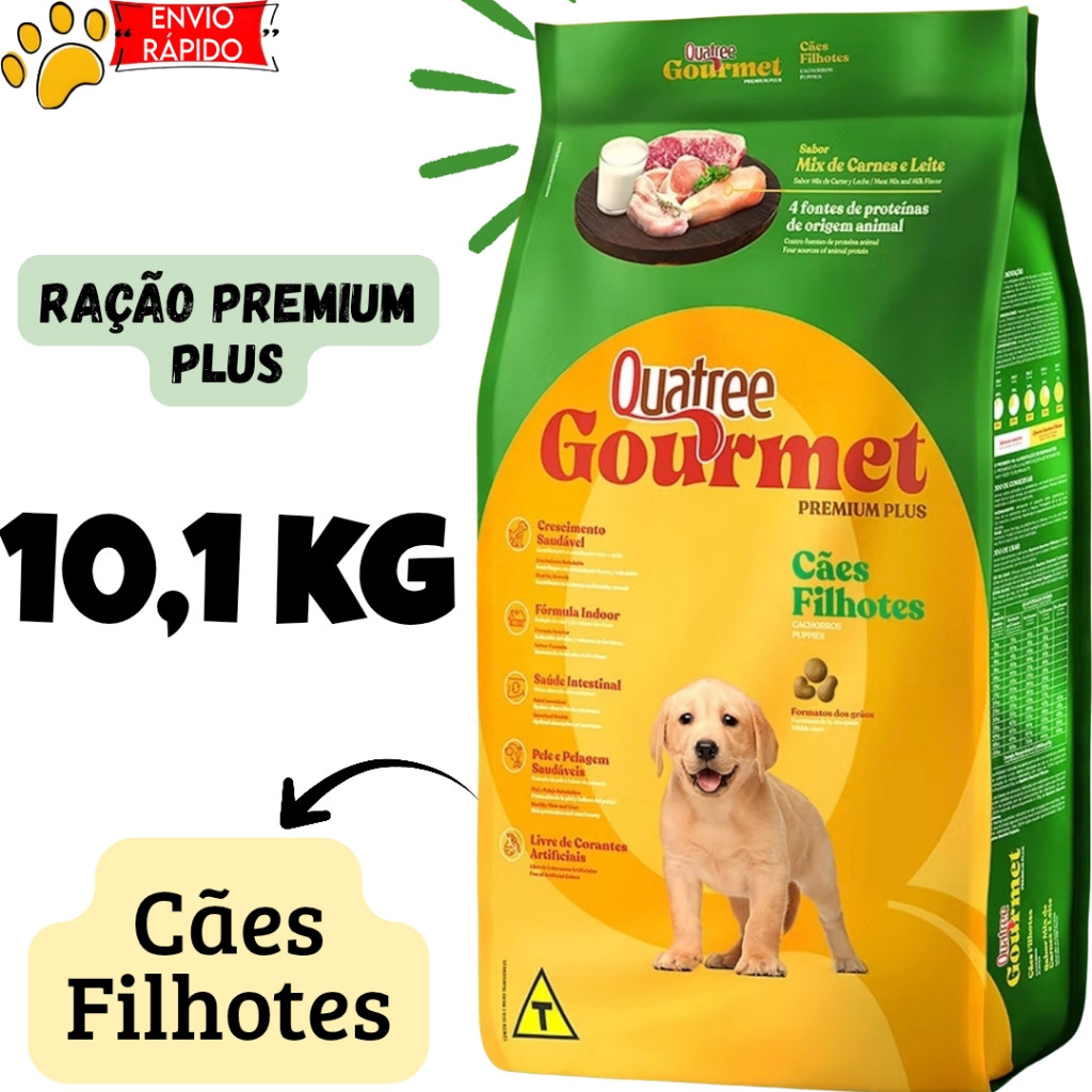 Ração Quatree Gourmet Premium Plus Filhotes 10,1kg em Oferta na Shopee