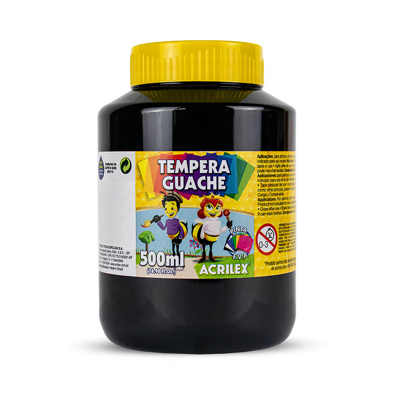 Tinta guache Preto 500ml 520 Acrilex