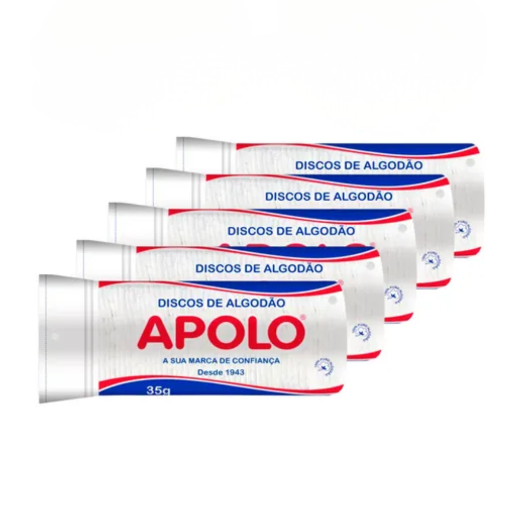 Kit c/5 Algodão Apolo Discos com Ziplock 35g