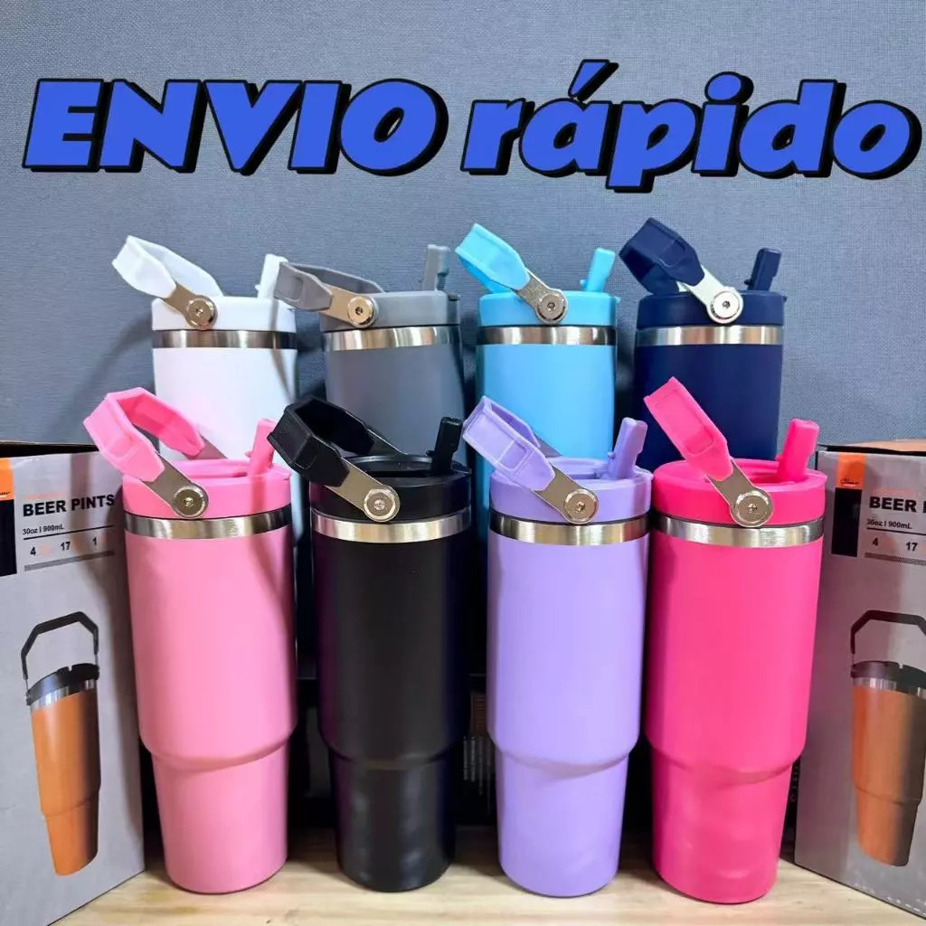 Imagem Copo Térmico Inox 900ml/600ml Tampa na Cor do Copo ,com Canudo ,Térmica Inoxidável natal portátil
