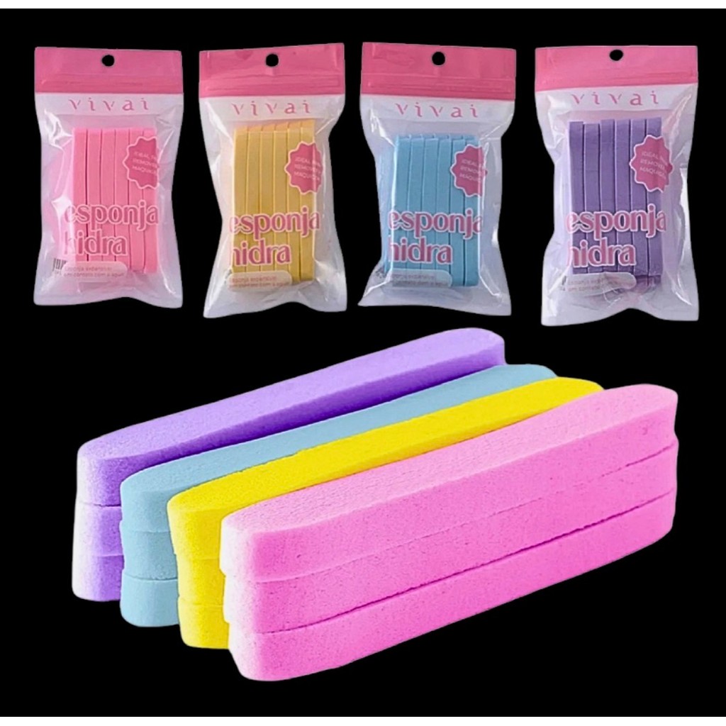 12 ESPONJAS HIDRA VIVAI - EXPANSIVA  - IDEAL PARA REMOVER MAQUIAGEM (1 pacote com 12 unid)