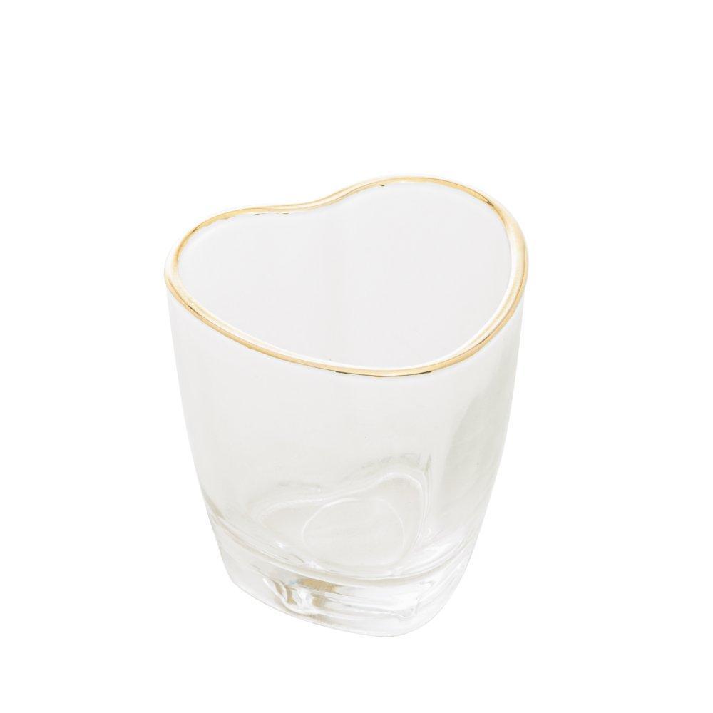 Copo para Shot Coração de Vidro com Fio de Ouro 50ml - Lyor