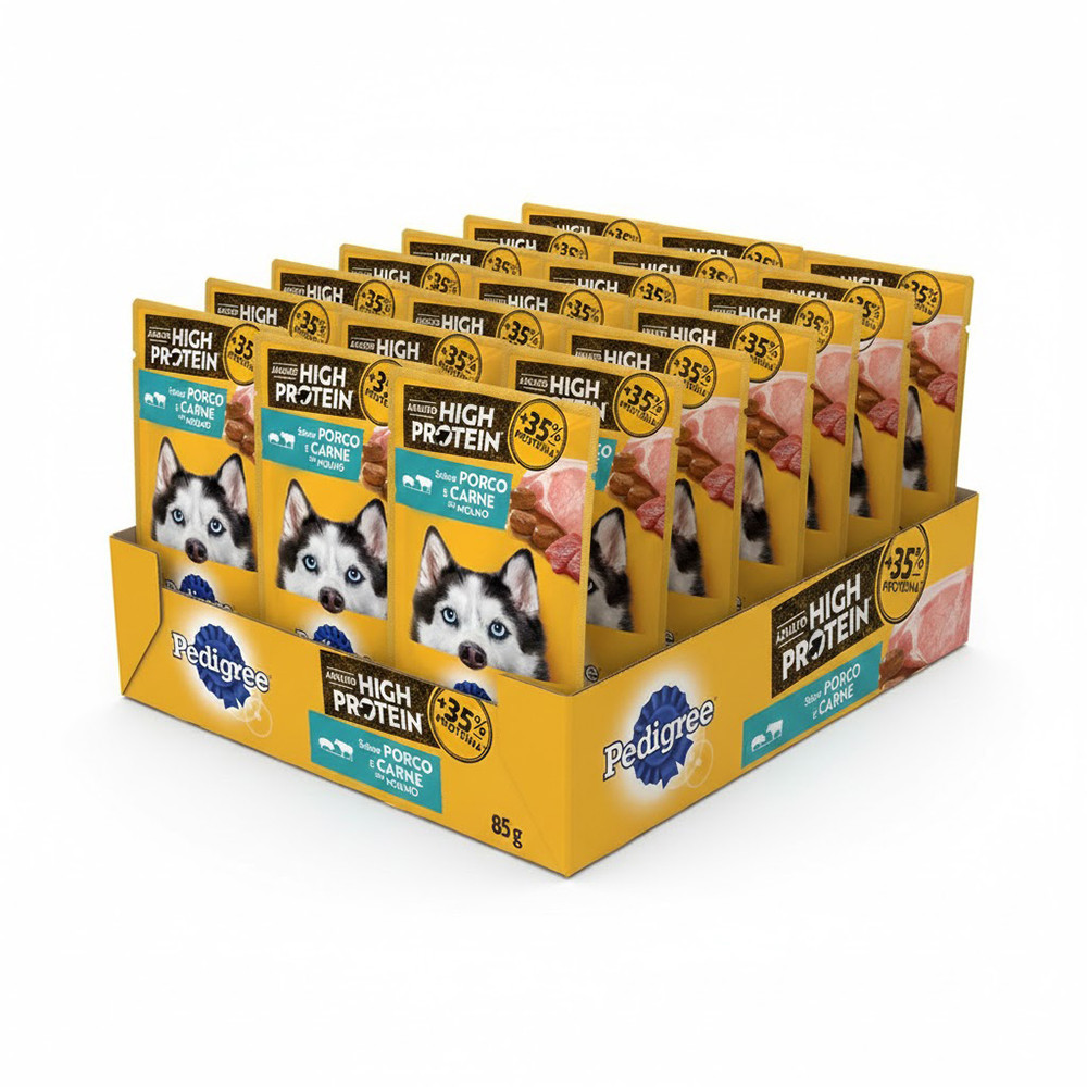 Ração Úmida Pedigree Sachê High Protein Cães Ad. Porco e Carne ao Molho - 40 Unidades de 85g em Oferta na Shopee
