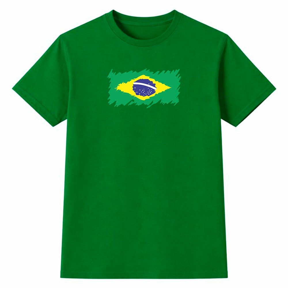 Camiseta Feminina 100% Algodão Camisa Brasil Copa do Mundo Futebol Torcida Verde Amarela Moda