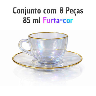 Jogo de Xícaras de Vidro Furta-Cor - 85ml 8 Peças Linha Cristal Menfis