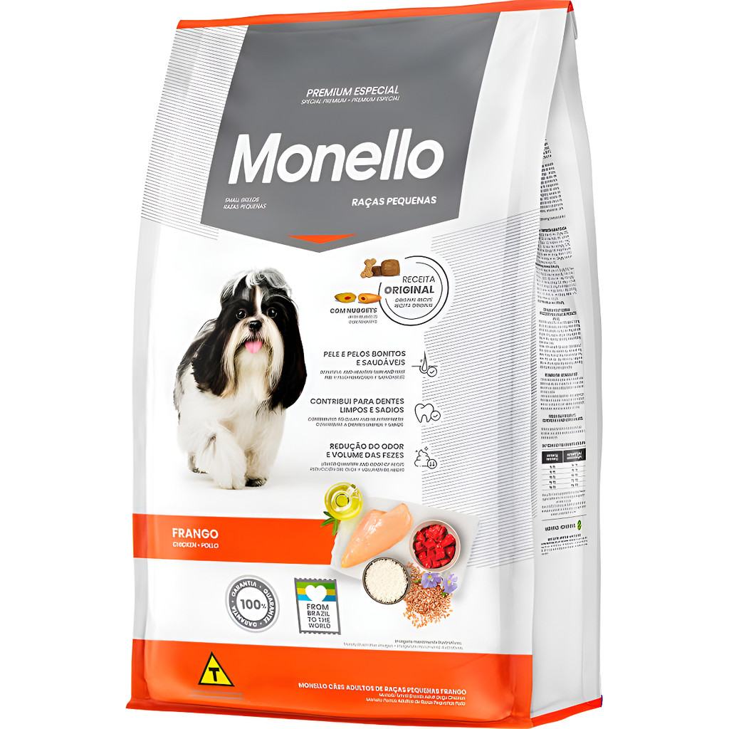 Ração Monello Cães Adultos Raças Pequenas 15kg Com Nuggets