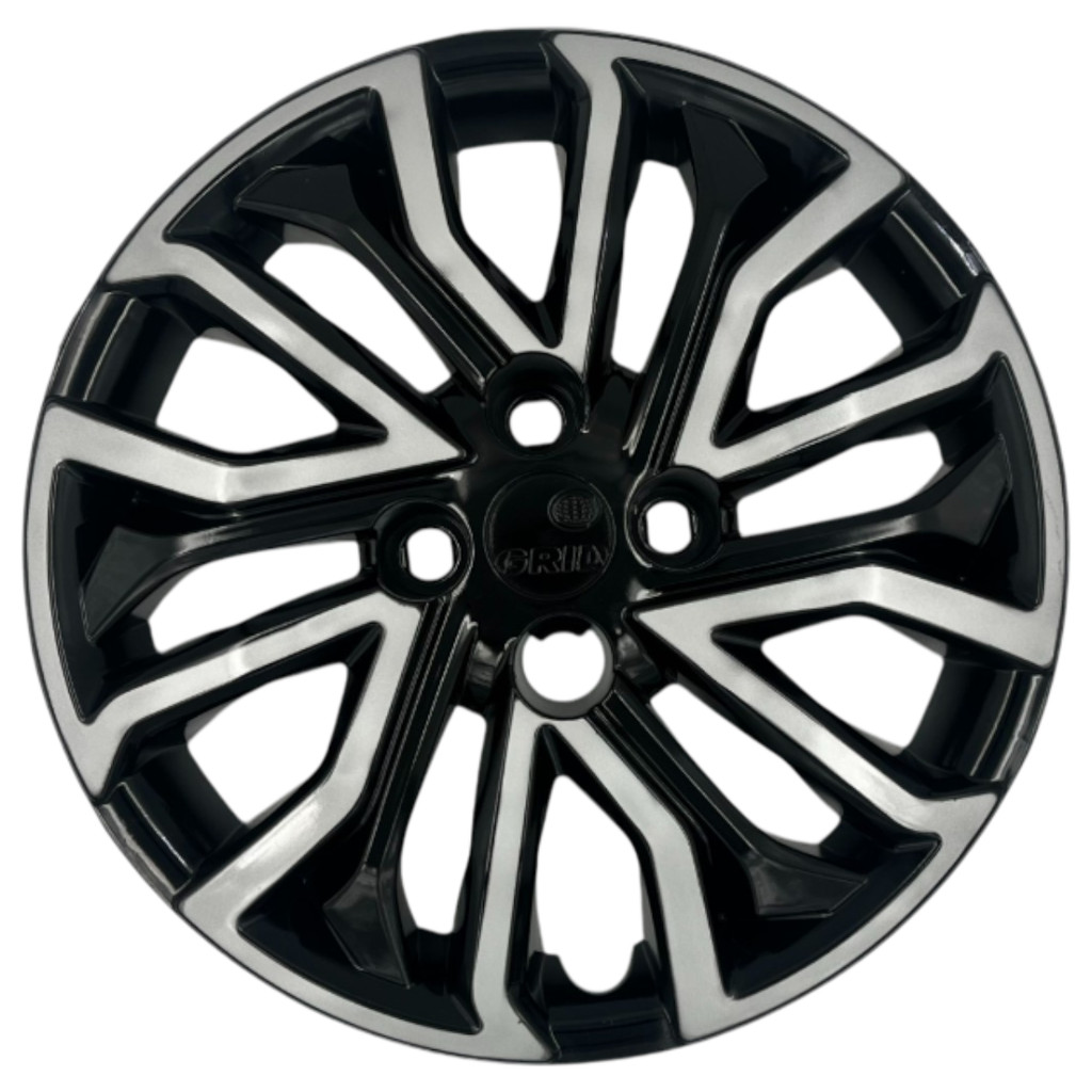 01 Calota Grid Esportiva Roda Aro 15 Argo Cronos 2019 2020 2021 2022 2023 Preto Prata