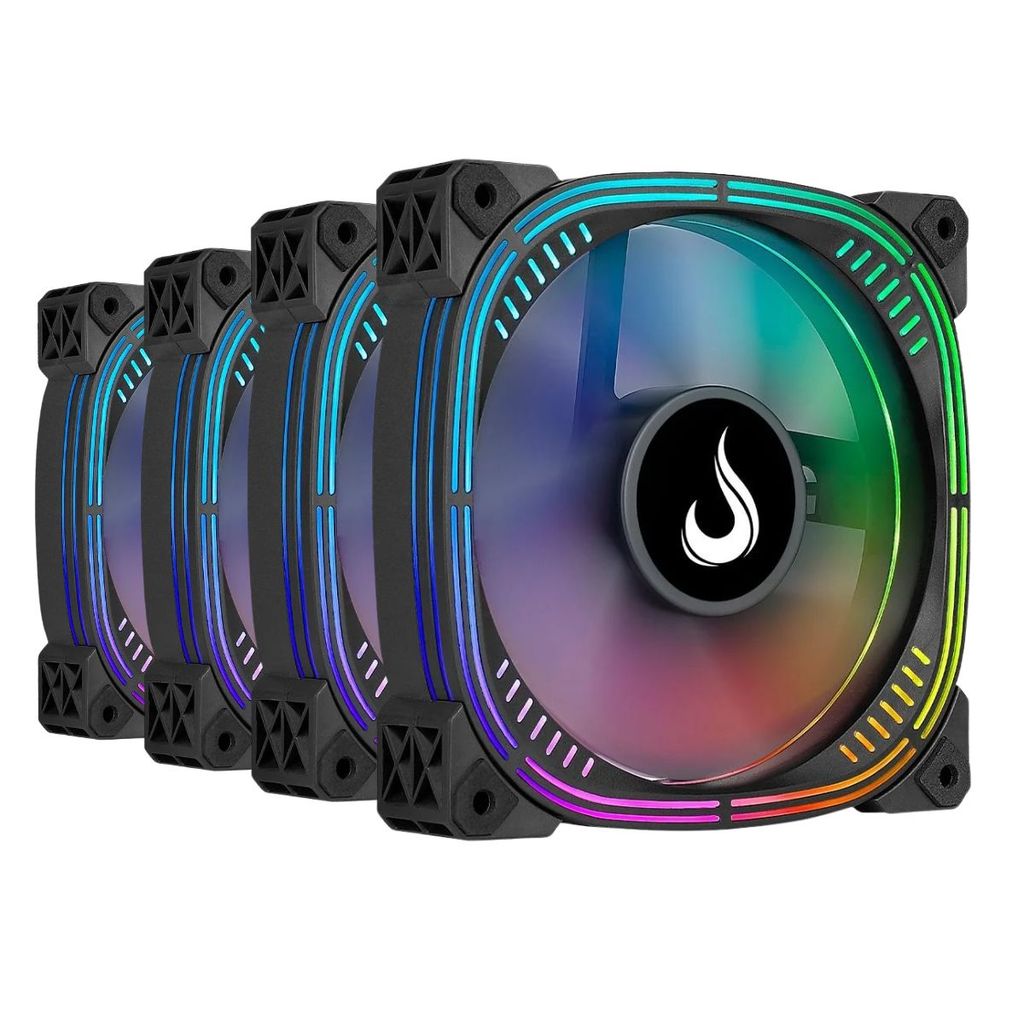 Kit 4 Fans Rise Mode Aura Pro ARGB 120mm C/ Controladora - RM-AUB-02-ARGB