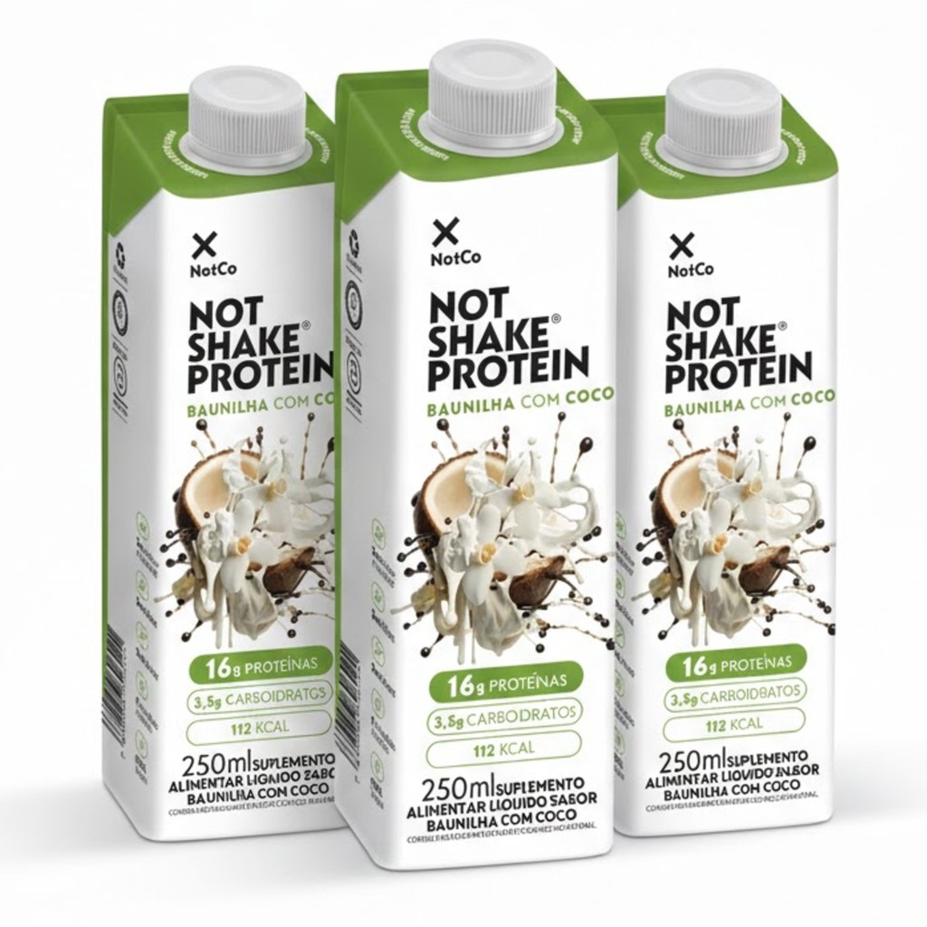Kit 3 Suplemento NOT SHAKE Protein Baunilha c/ Coco 250ml