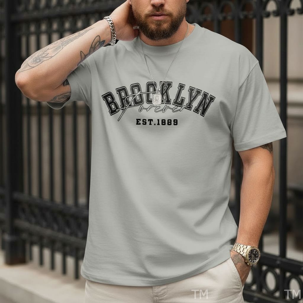 Camiseta Unissex Estilosa Masculina Estampada Brooklyn Forever Street Camisa 100% Algodão 30.1 Academia