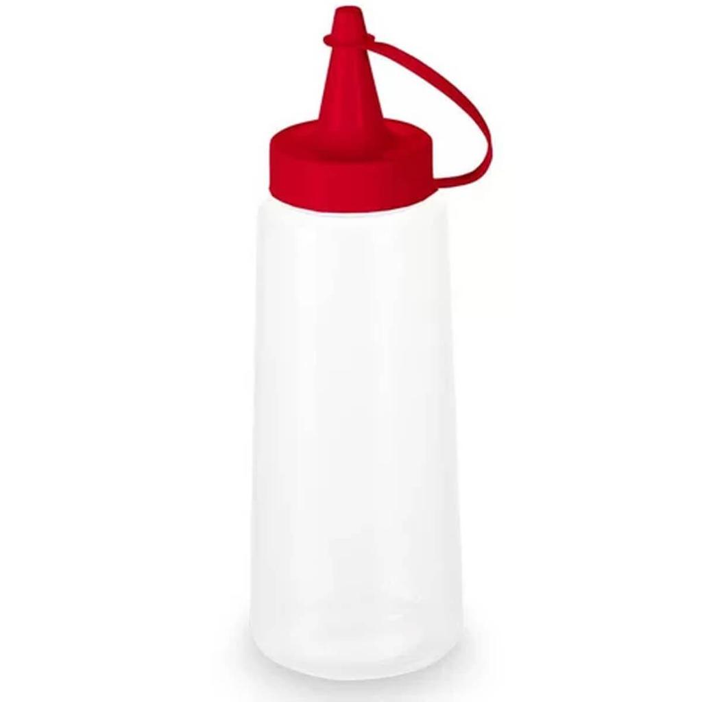Bisnaga Plástica Lanchonete Ketchup Molhos 250ml Plasvale com Tampa Vermelha